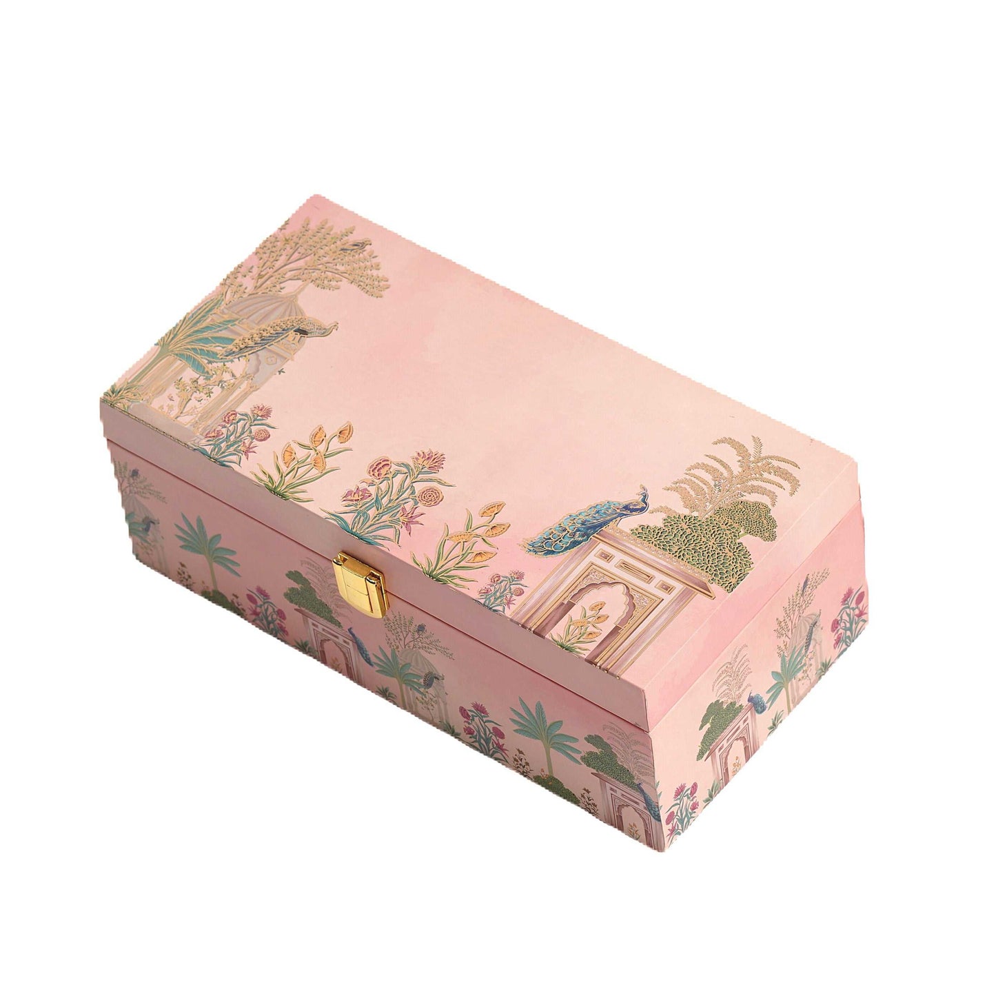 2 Jar Pink Peacock Wooden Box - Dry Fruit | Grownex Packaging | wooden box