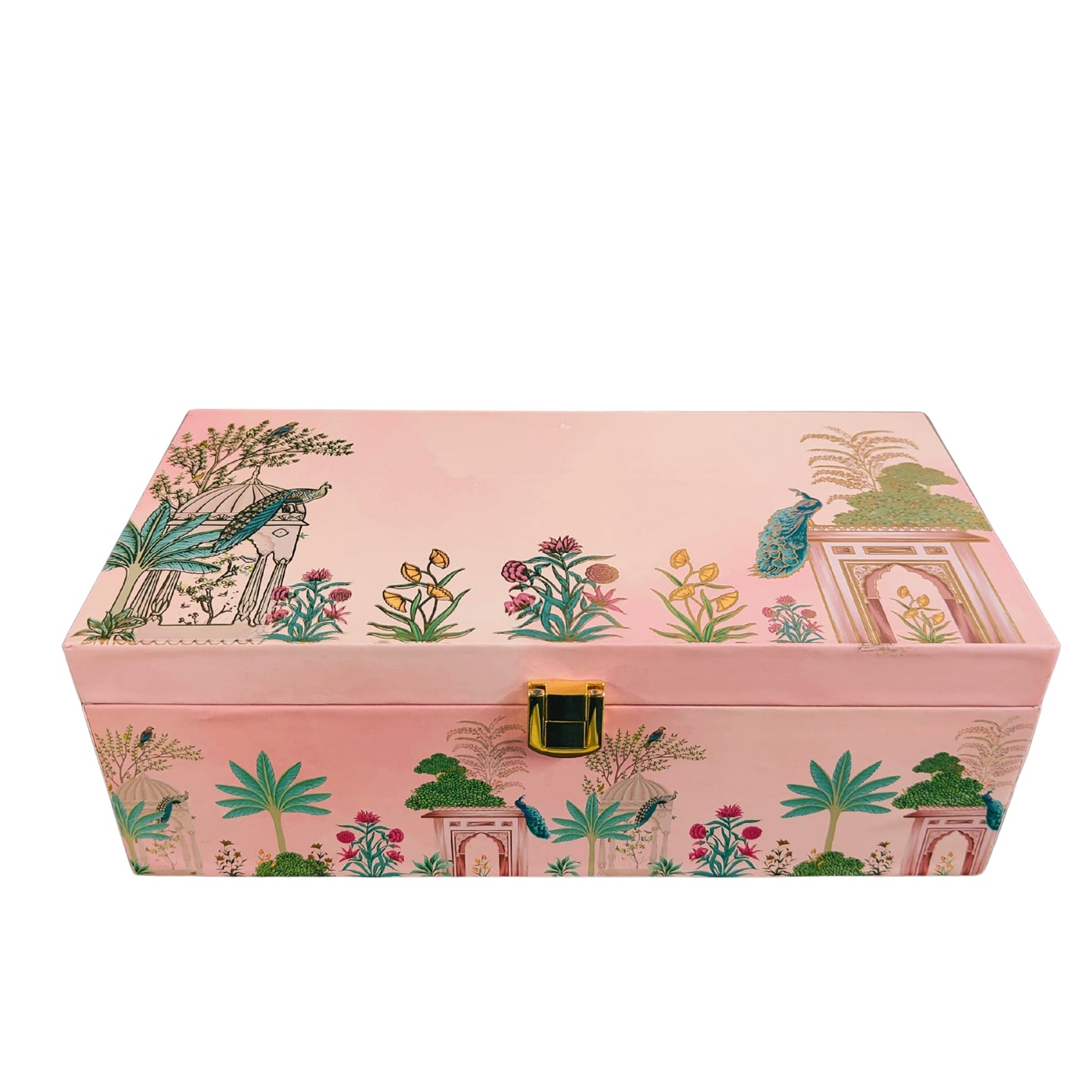 2 Jar Pink Peacock Wooden Box - Dry Fruit | Grownex Packaging | wooden box
