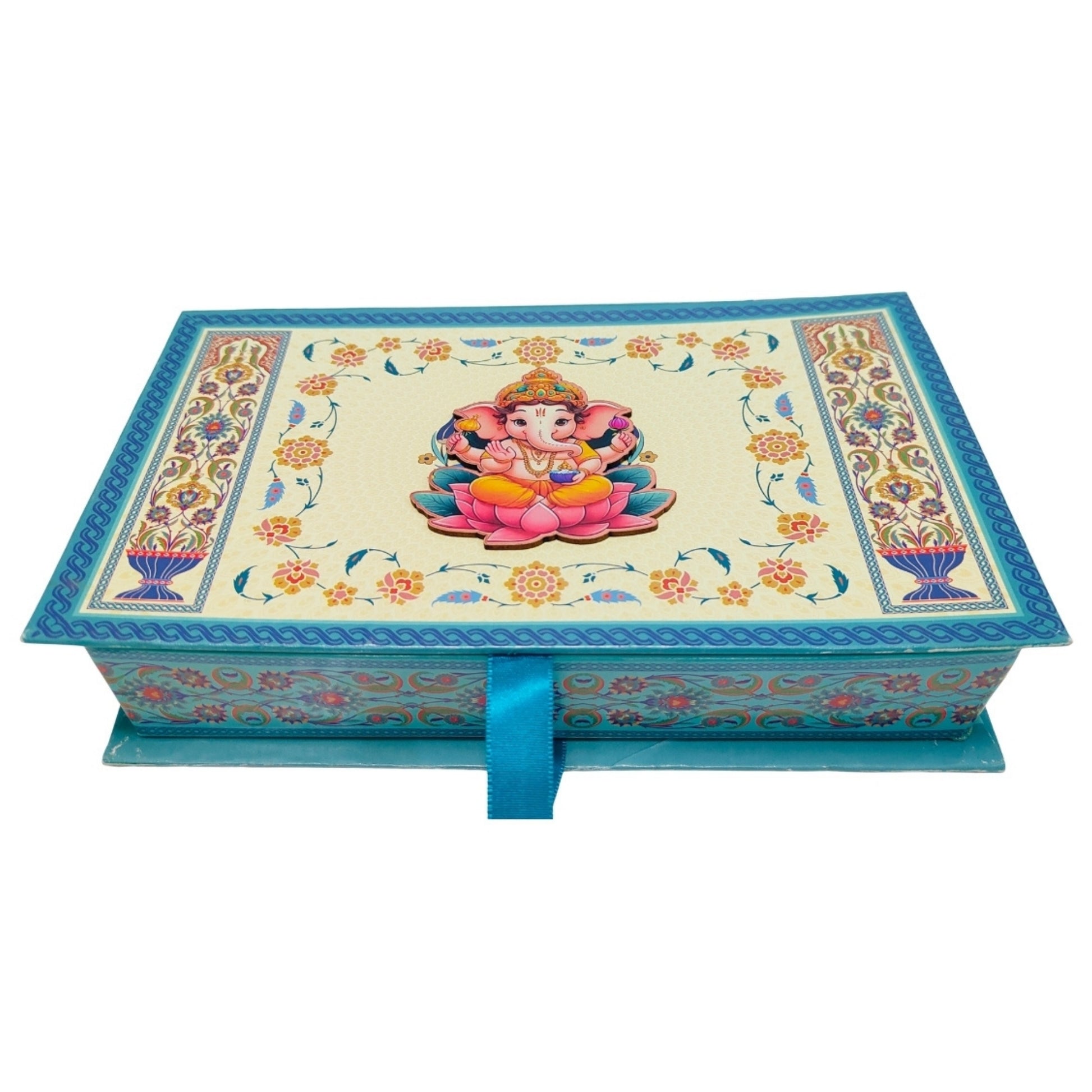 Ganesha Gift Box – Floral Heritage Design with Ribbon-Pull Compartment | Grownex Packaging | Sweet Box