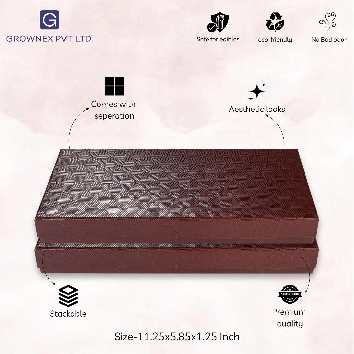 18 Pcs Cavity Chocolate Box - Brown | Grownex Packaging | Chocolate Box