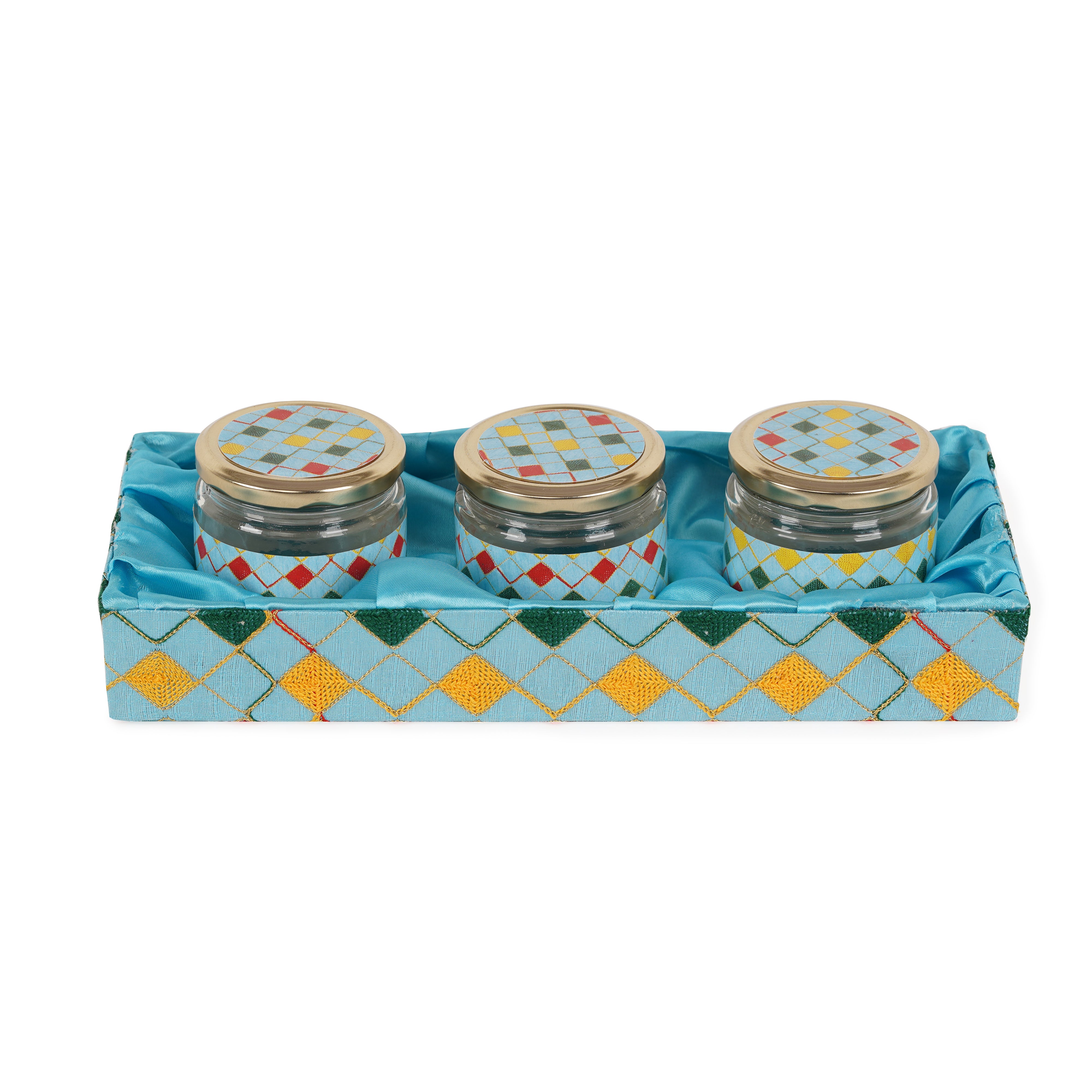3 Jar Sky Blue Tray (Pack of 2)