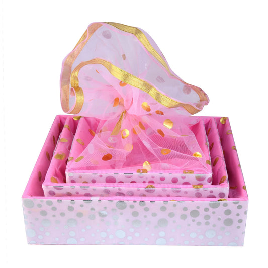 Polka Pink Wooden Basket For Festival Celebration | Grownex Packaging | Basket & Tray