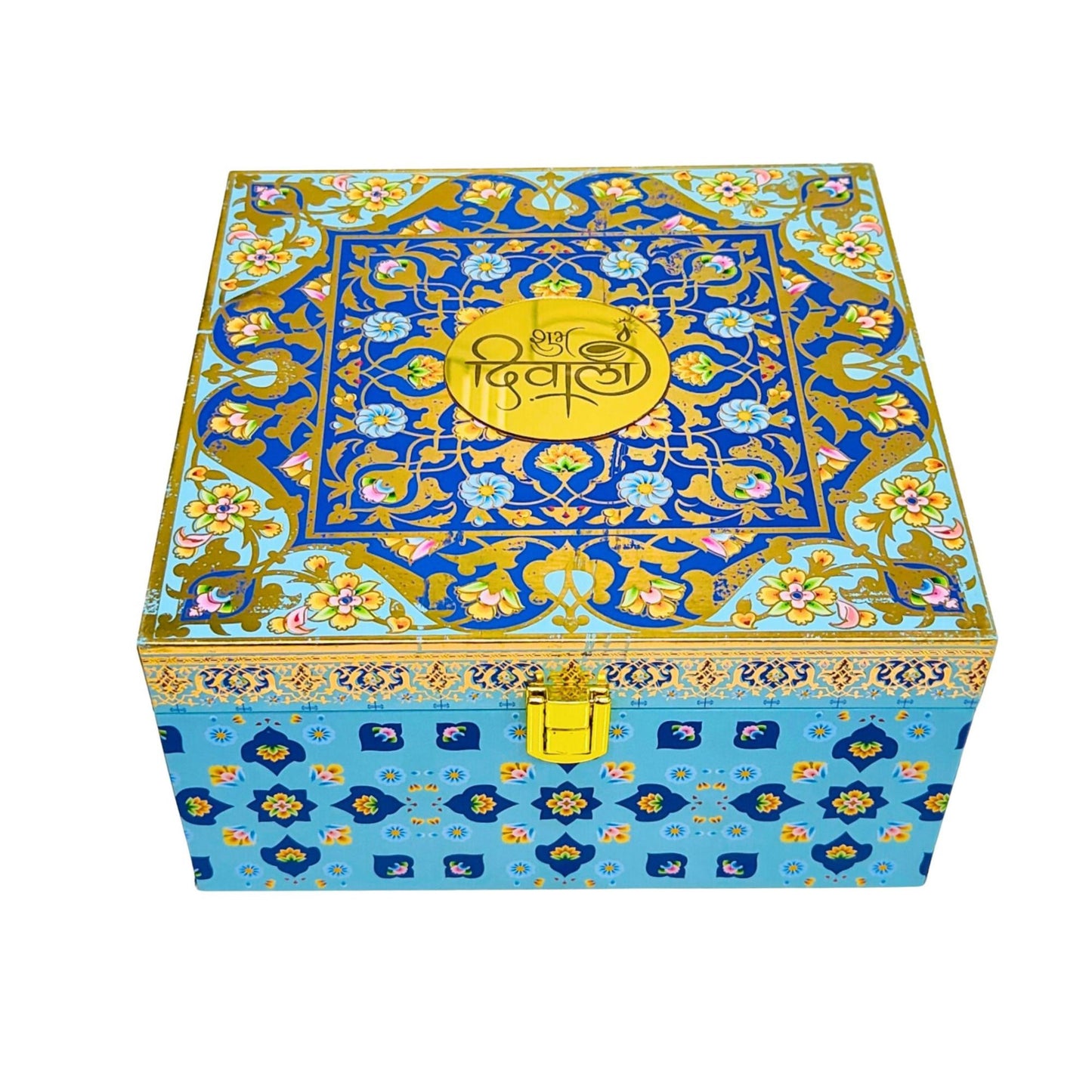 Luxury 4 Glass Jars with Elegant Floral Design| Decorative Dry Fruit/Sweets Storage Box | Grownex Packaging | wooden box