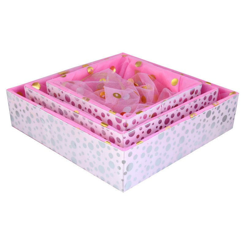 Set of 3 Polka Pink Wooden Basket | Grownex Packaging | Basket & Tray