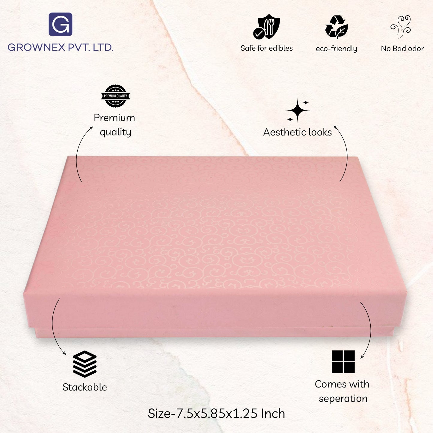 12 Pcs Cavity Chocolate Box - Baby Pink | Grownex Packaging | Chocolate Box