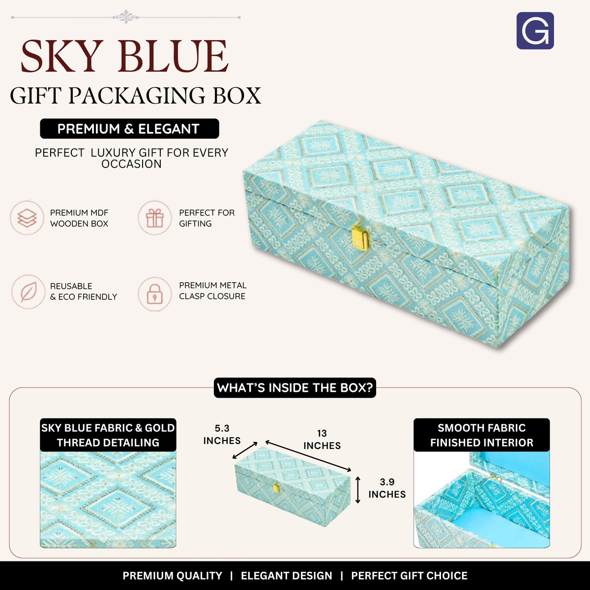 Sky Blue Decorative Storage & Gift Box | Premium Empty Packaging