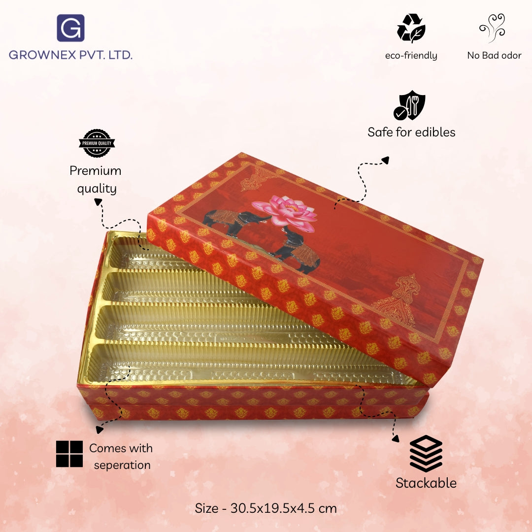 1 Kg Red Elephant Premium Sweet Packing Box | Grownex Packaging | Sweet Box