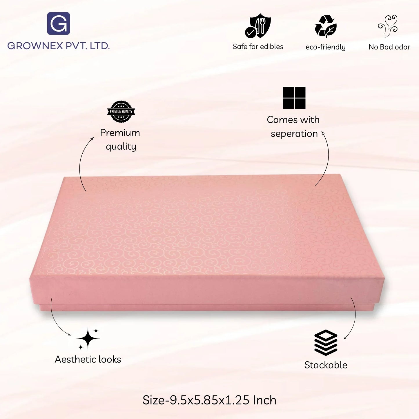 15 Pcs Cavity Chocolate Box - Baby Pink | Grownex Packaging | Chocolate Box