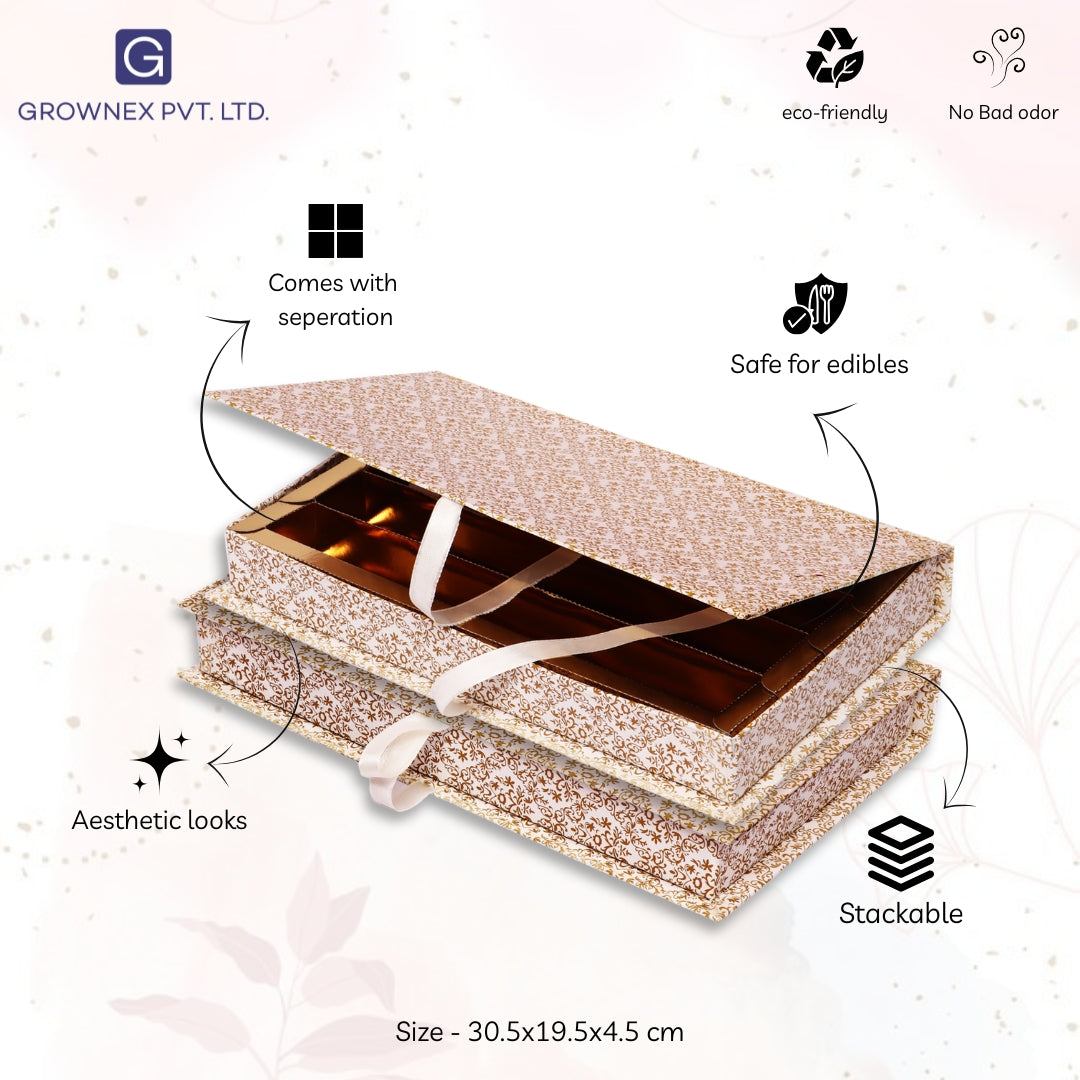 1 Kg Golden Jaal 4 Line Premium File Box | Grownex Packaging | Sweet Box