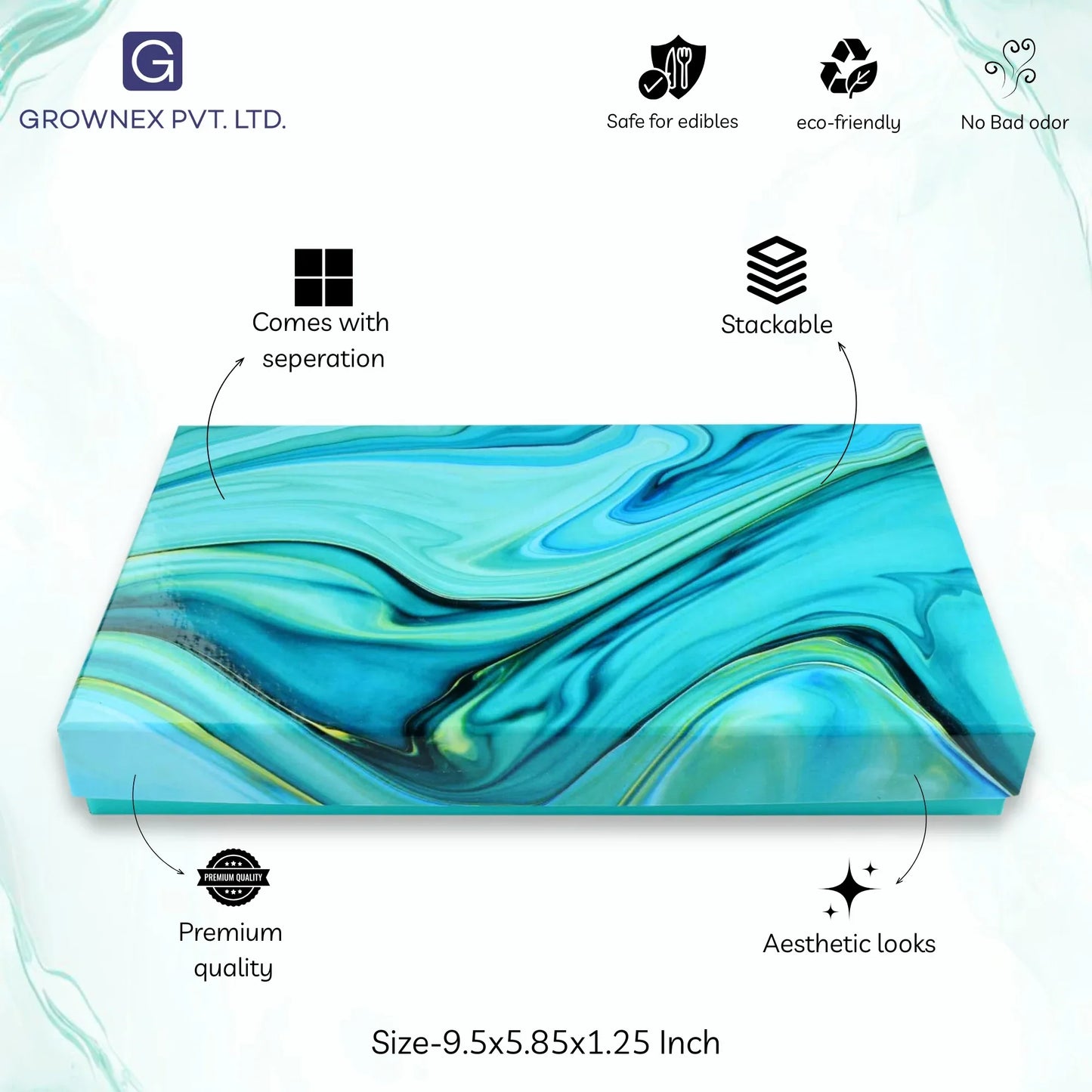 15 Pcs Cavity Chocolate Box - Marble Blue | Grownex Packaging | Chocolate Box