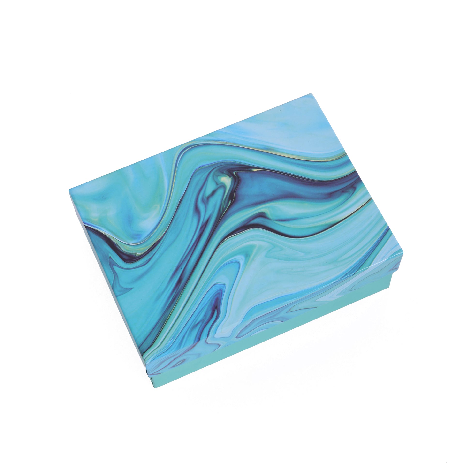 Gift Marble Blue Hamper Box 9.8x8.5x2.5 Inch | Grownex Packaging | Hamper Box