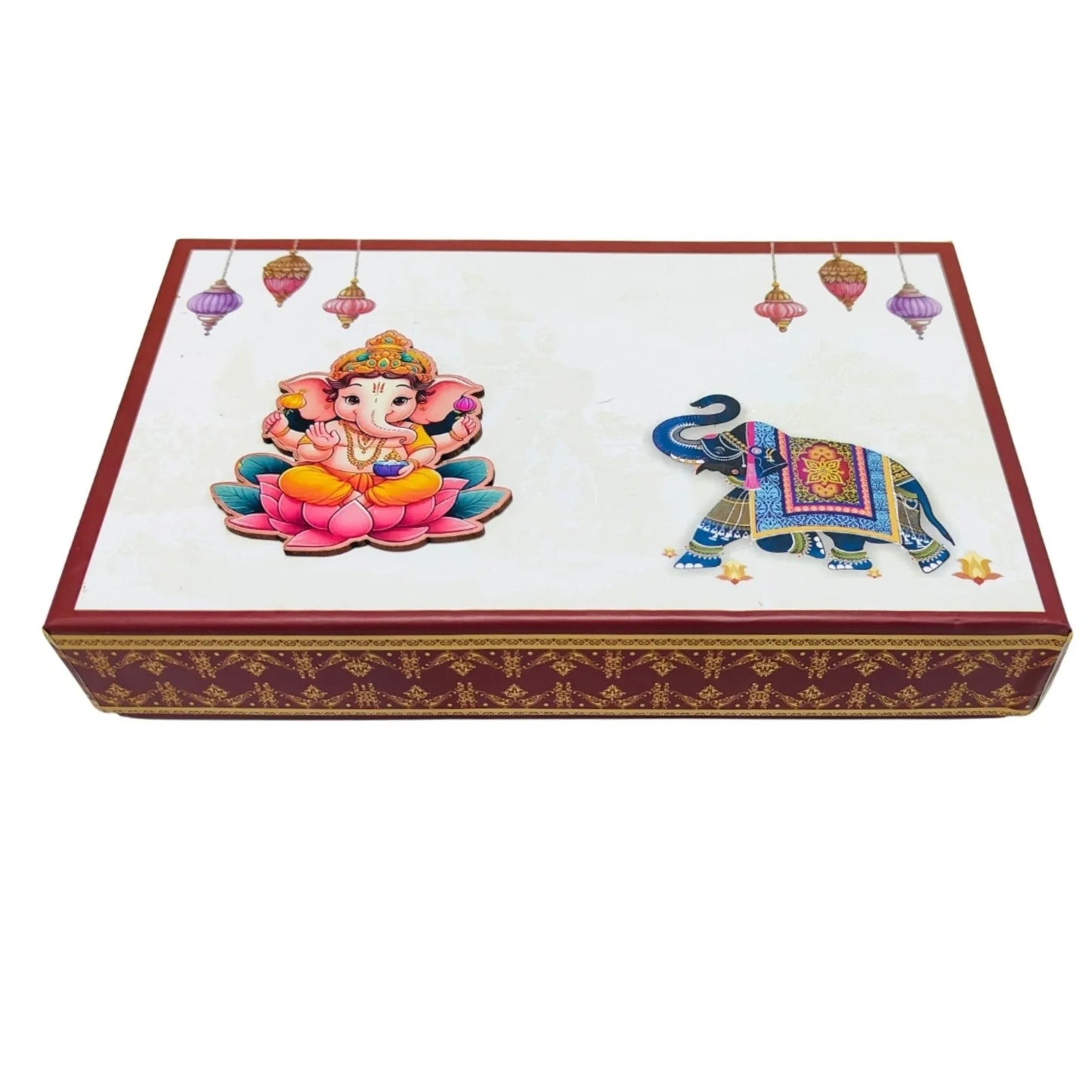Designer Ganesha Sweet Box with Elephant Print – Festive Gift Packaging | Grownex Packaging | Sweet Box