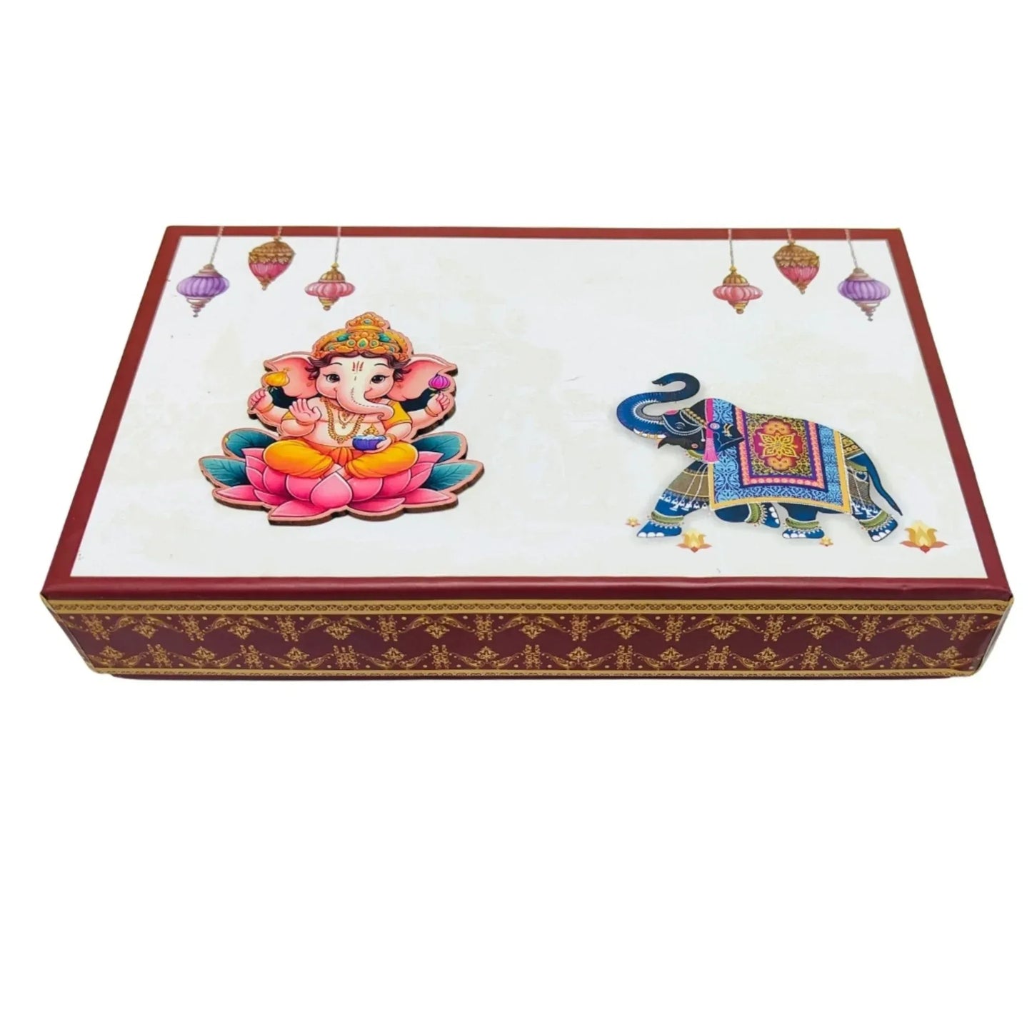 Designer Ganesha Sweet Box with Elephant Print – Festive Gift Packaging | Grownex Packaging | Sweet Box