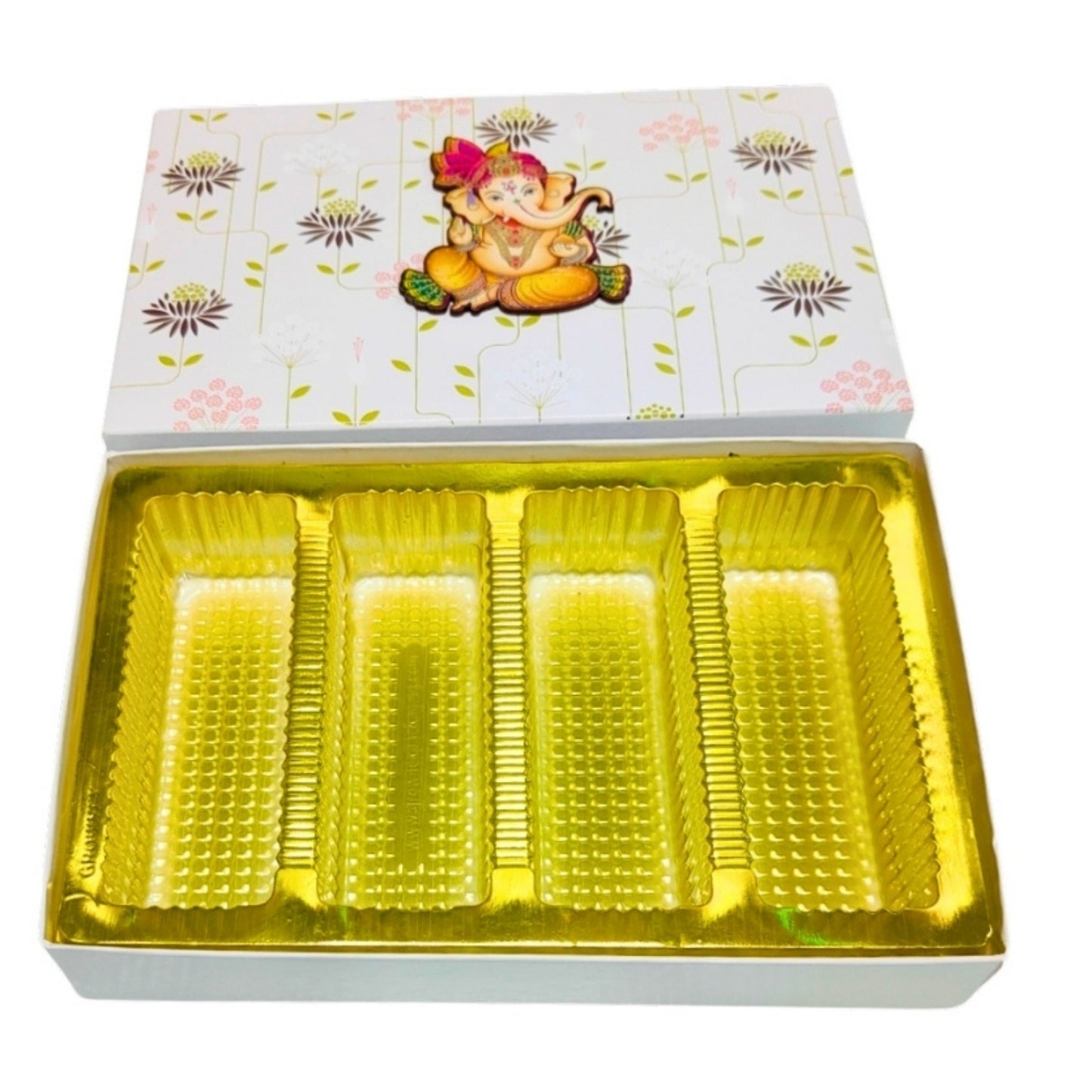 White Floral Ganesha Gift Box – Premium Festive Packaging | Grownex Packaging | Sweet Box