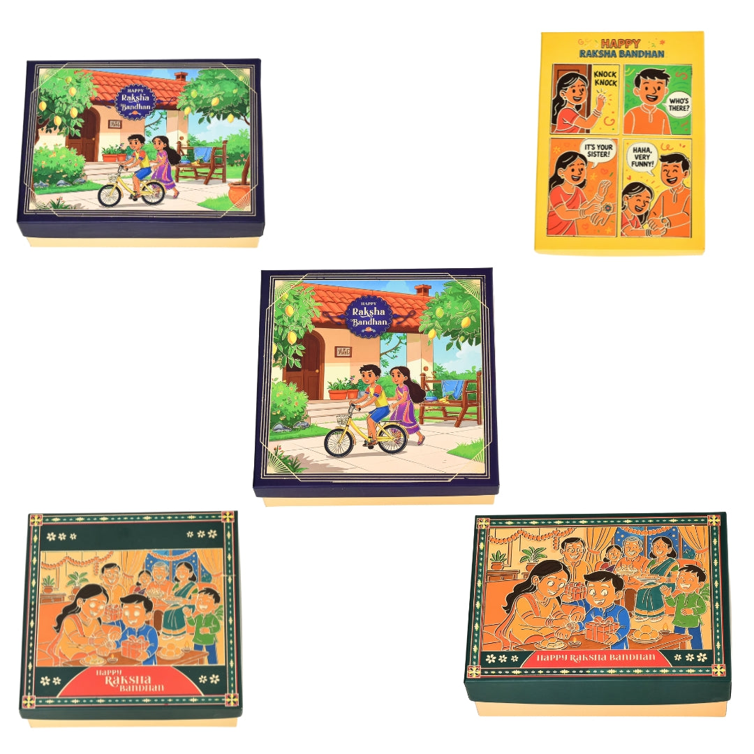 Raksha Bandhan Theme Hamper Packaging Box ( Pack of 5 Boxes) | Grownex Packaging | Hamper Box
