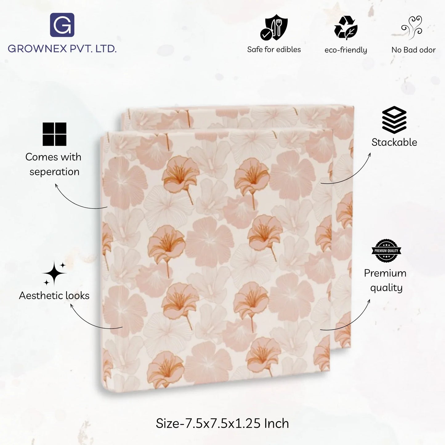 16 Pcs Cavity Chocolate Box - Floral | Grownex Packaging | Chocolate Box