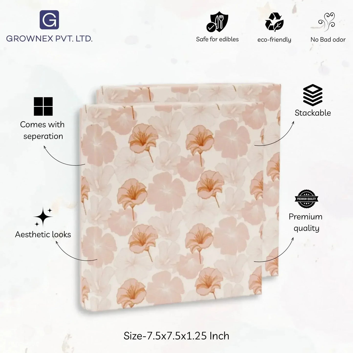 16 Pcs Cavity Chocolate Box - Floral | Grownex Packaging | Chocolate Box