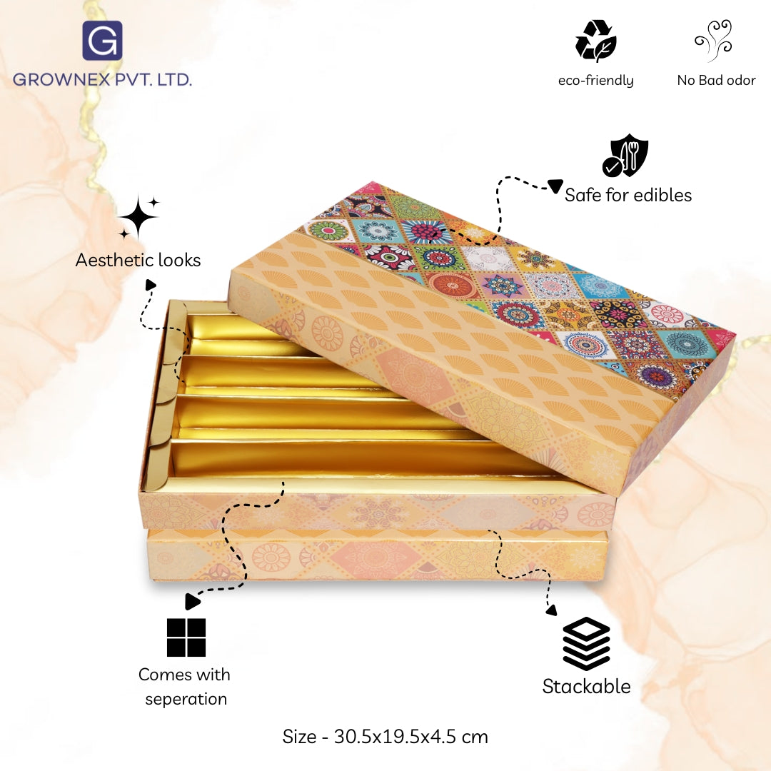 1 Kg Textured Print 4 Line Premium Sweet Box | Grownex Packaging | Sweet Box