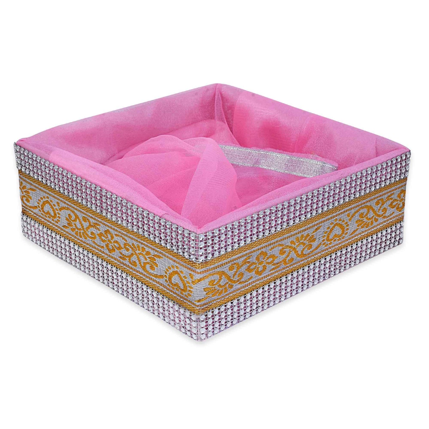 5 Piece Combo Small Decorative Sweet Box Set (8x8x3 Inch) | Festive Gift Packing Box for Diwali & Wedding | Grownex Packaging | Basket & Tray