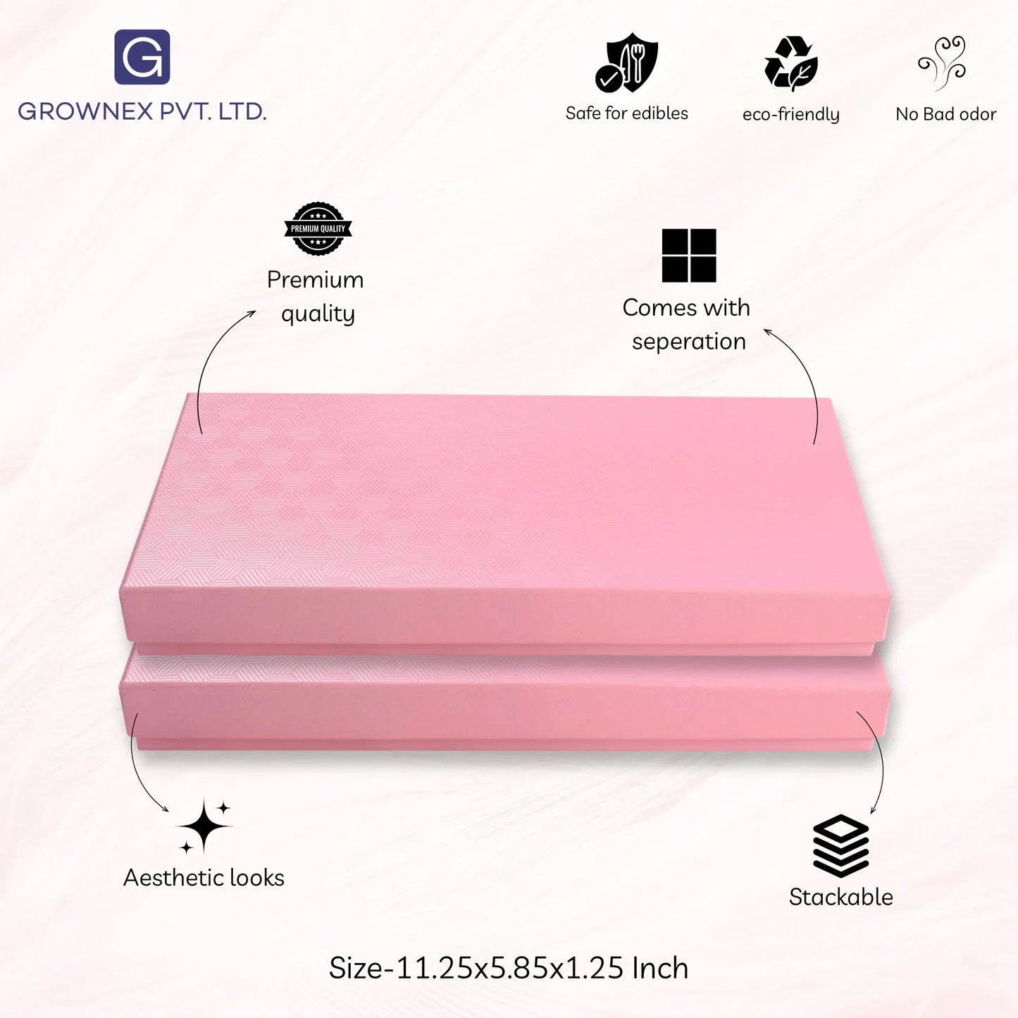 18 Pcs Cavity Chocolate Box - Baby Pink | Grownex Packaging | Chocolate Box