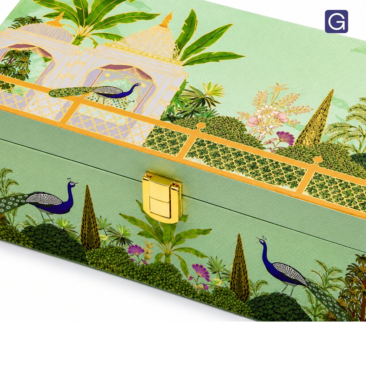 Green Garden Theme Wooden Gift Box with 2 Jars | Premium Dry Fruit Box