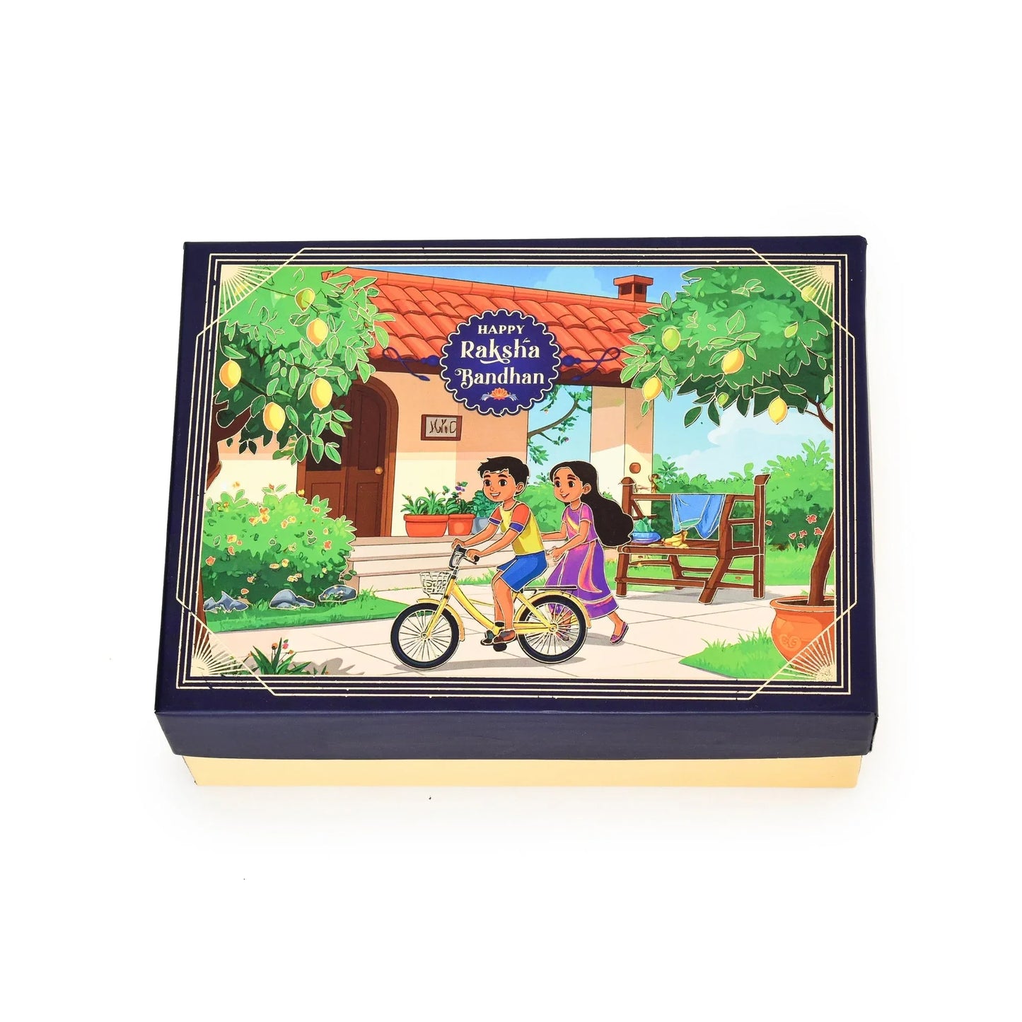 Rakhi Hamper Box for Festive Gifting - Dark Blue (Size- 9.5x7x3 Inches) | Grownex Packaging | Hamper Box