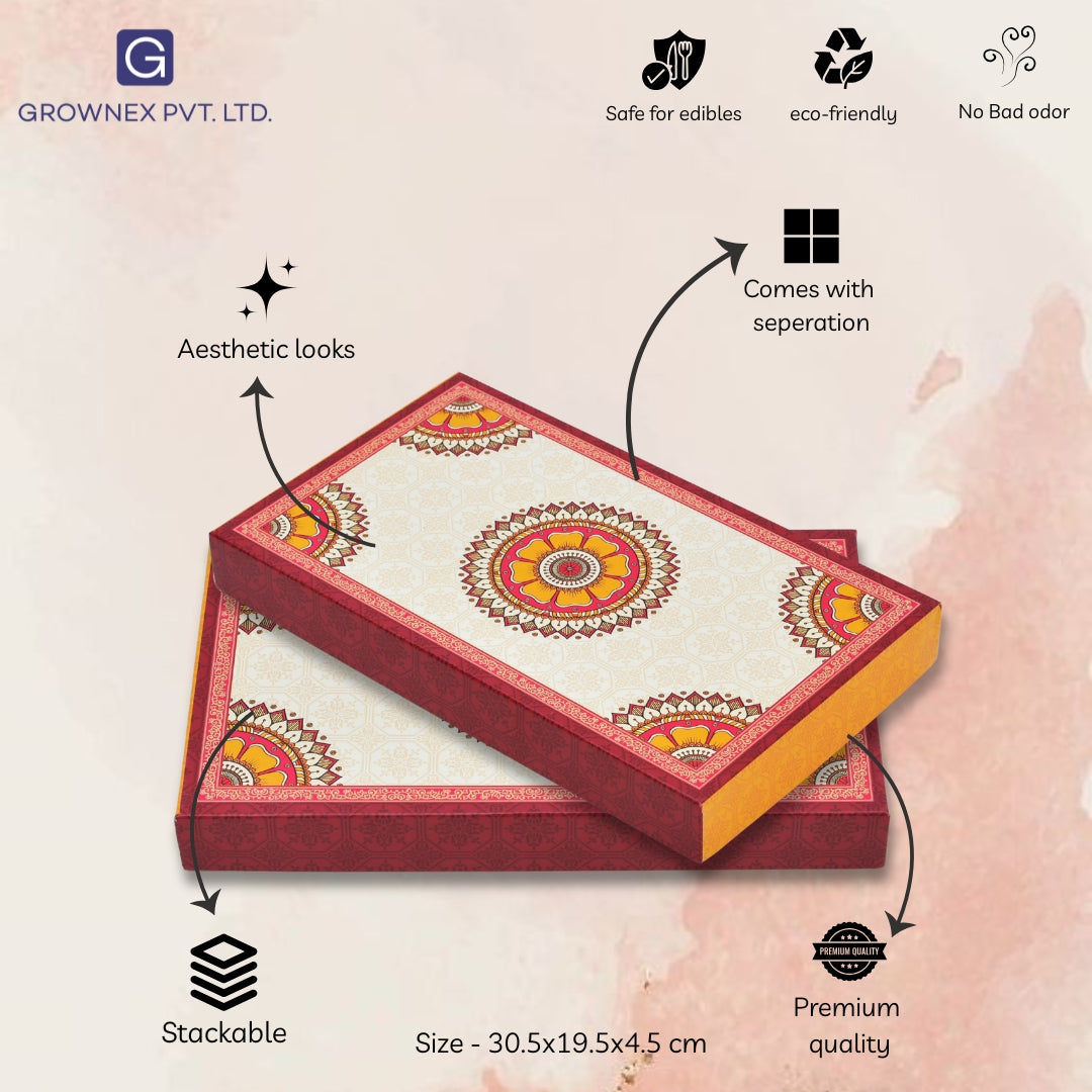 1 Kg Red Circle Design Premium Sweet Packing Box | Grownex Packaging | Sweet Box