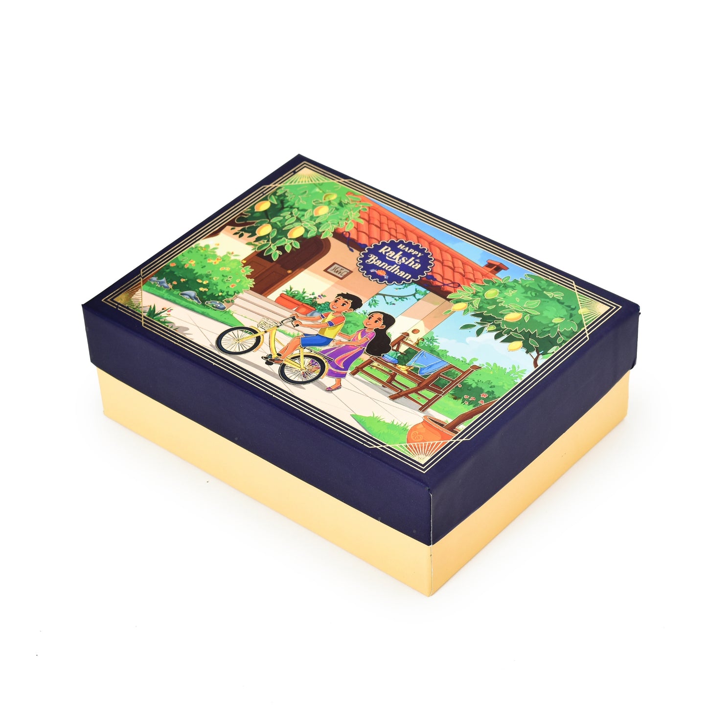 Rakhi Hamper Box for Festive Gifting - Dark Blue (Size- 9.5x7x3 Inches) | Grownex Packaging | Hamper Box