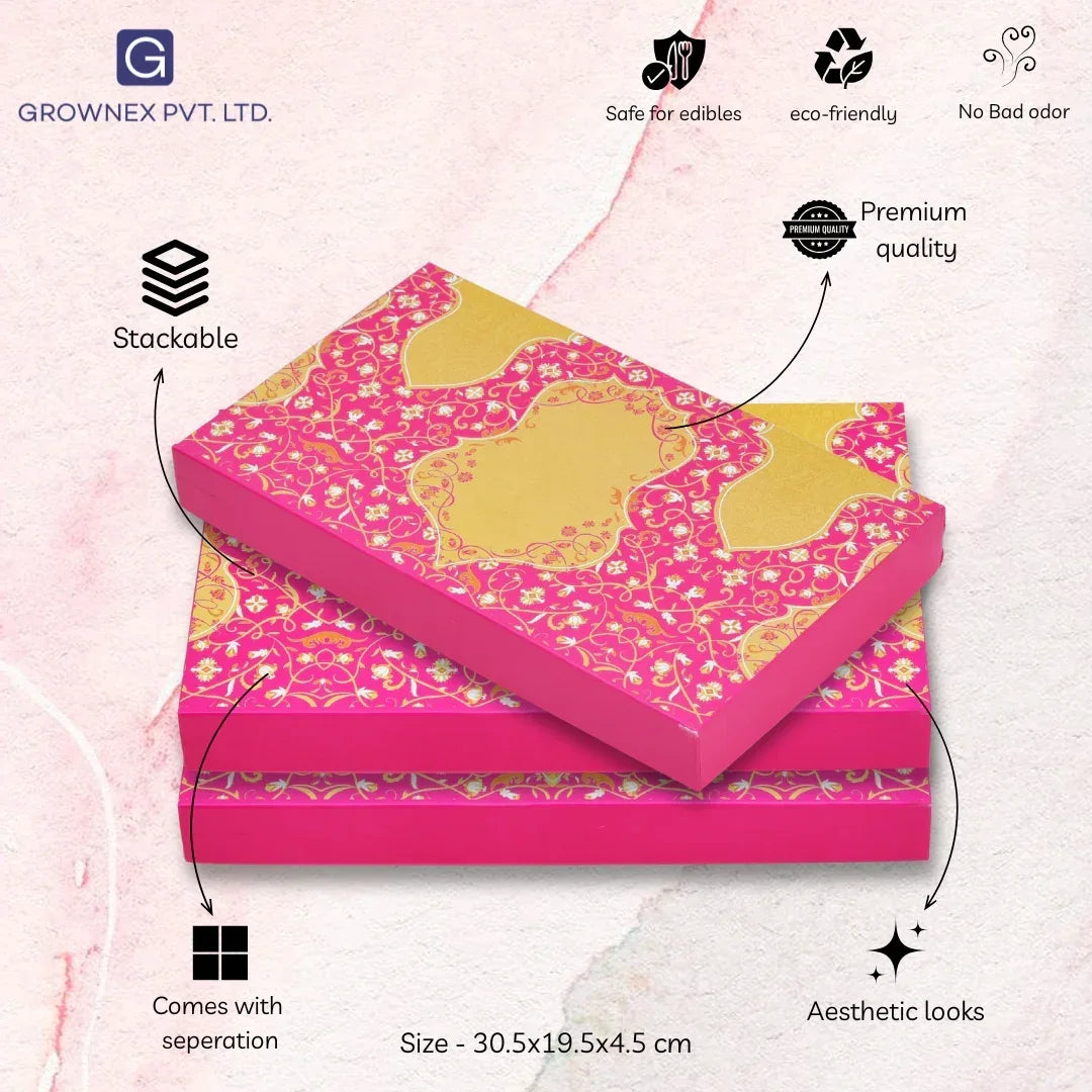 1 Kg Pink Golden Custom Premium Sweet Packing Box - Grownex Packaging