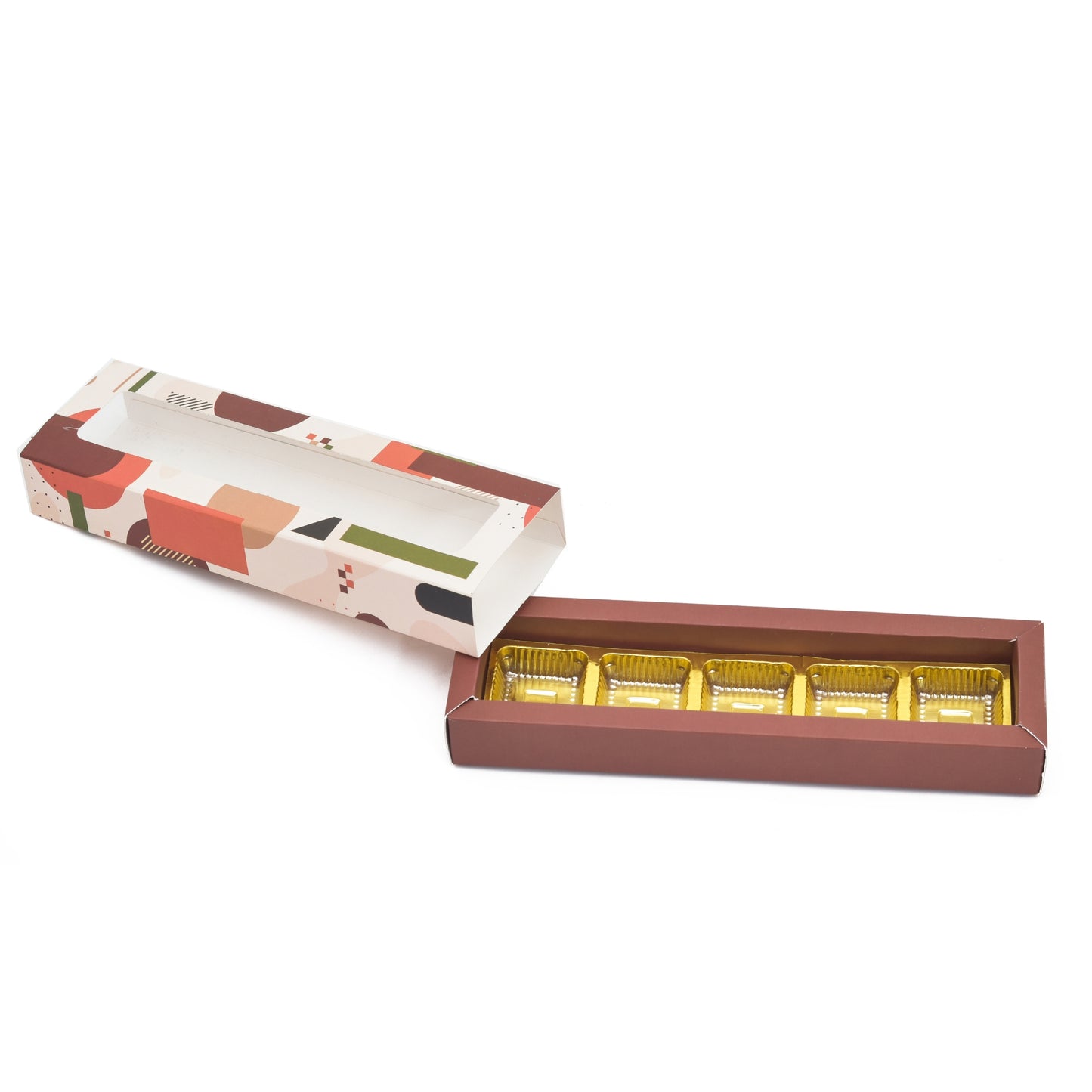 5 Cavity Folding Chocolates packing Box - Beige | Grownex Packaging | Chocolate Box