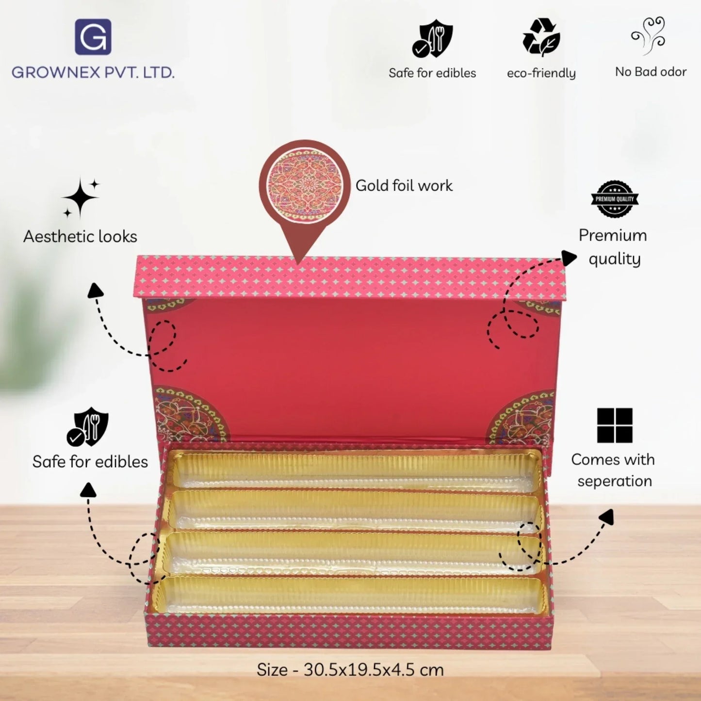 Royal Rani Ganesha Gift Box – Ethnic Gold Edition | Grownex Packaging | Sweet Box