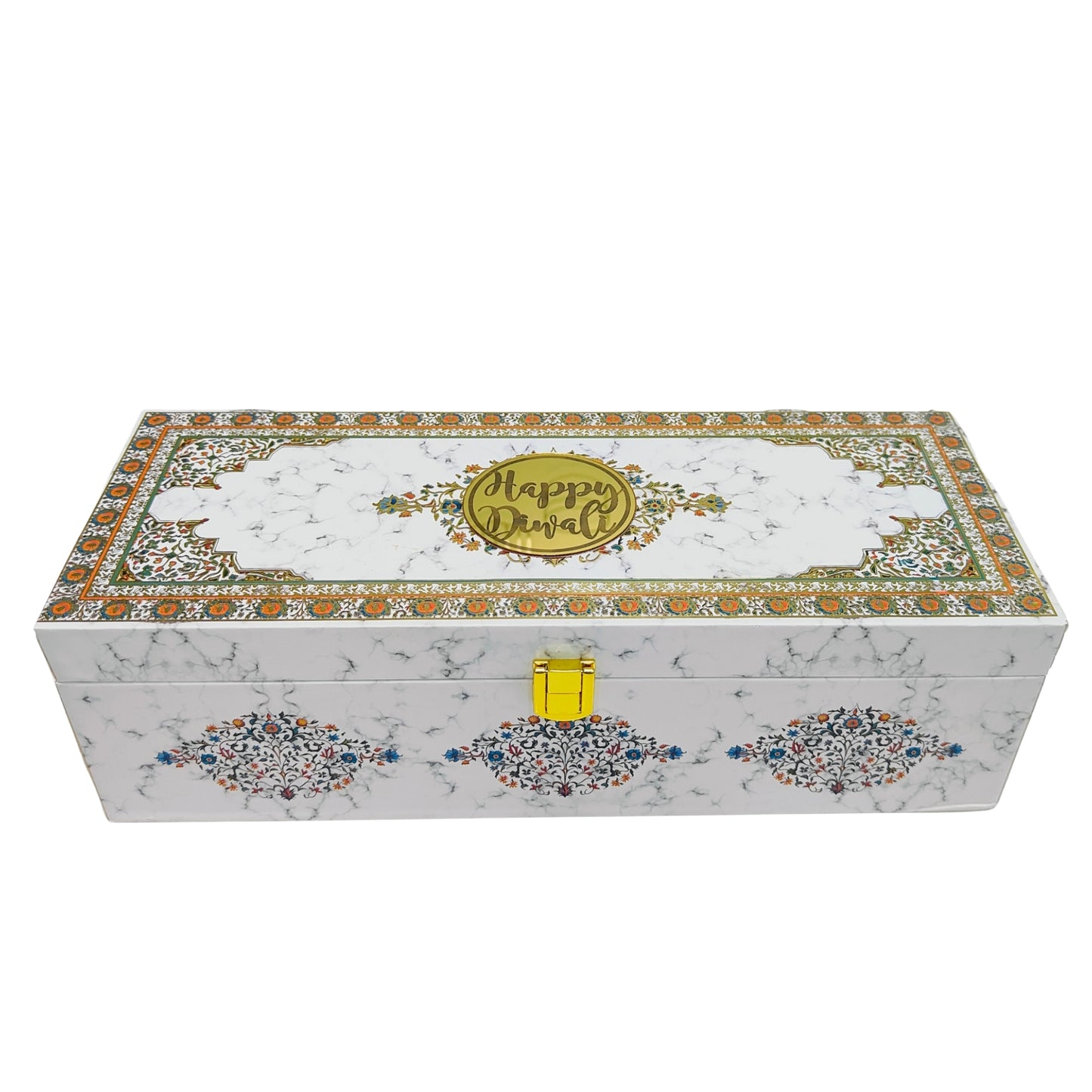Luxury 3 Jar White Marble Wooden Gift Box | Festive Dry Fruit & Sweet Packaging | Grownex Packaging | wooden box