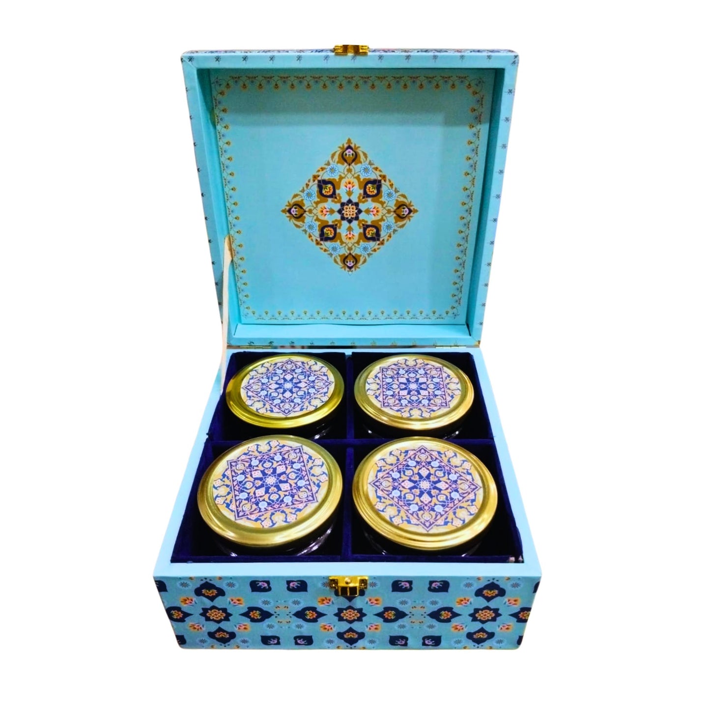 Premium Wooden Gift Box for Corporate Festive Gifting with 4 Glass Jars | Grownex Packaging | wooden box
