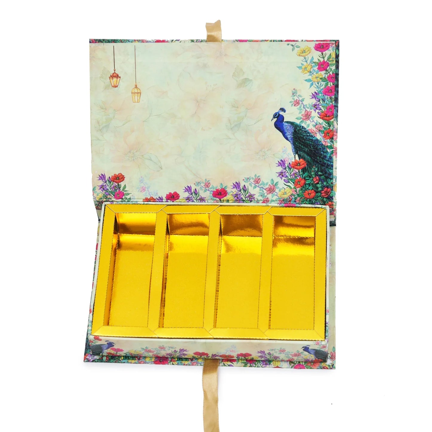 1 Kg Beige Peacock 4 Line Premium - Ganesh Chaturthi Sweet Modak Box | Grownex Packaging | Sweet Box