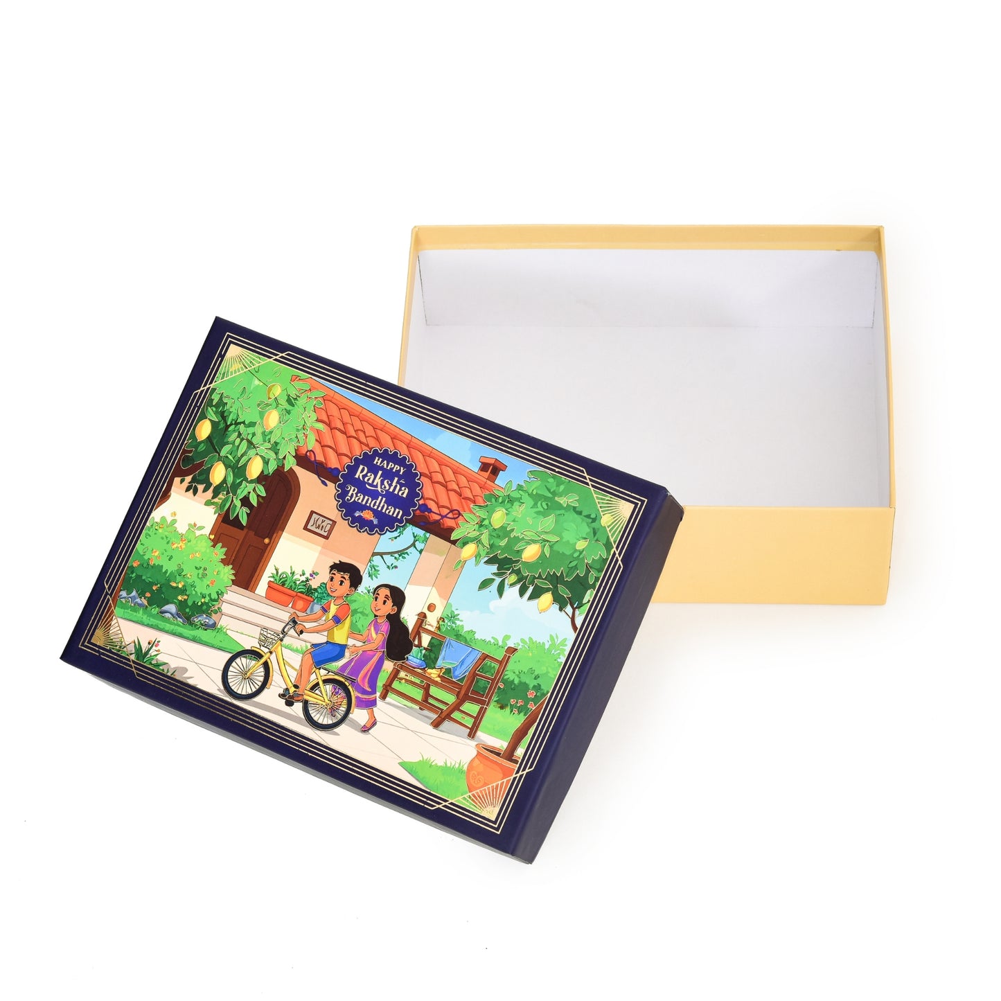 Rakhi Hamper Box for Festive Gifting - Dark Blue (Size- 9.5x7x3 Inches) | Grownex Packaging | Hamper Box