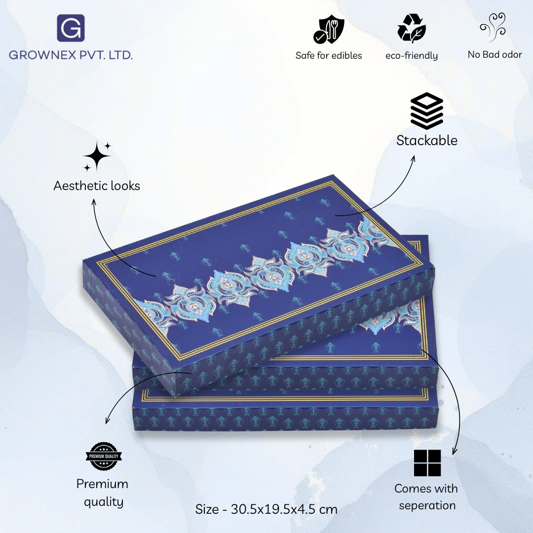 1 Kg Royal Blue Designer Premium Sweet Packing Box | Grownex Packaging | Sweet Box