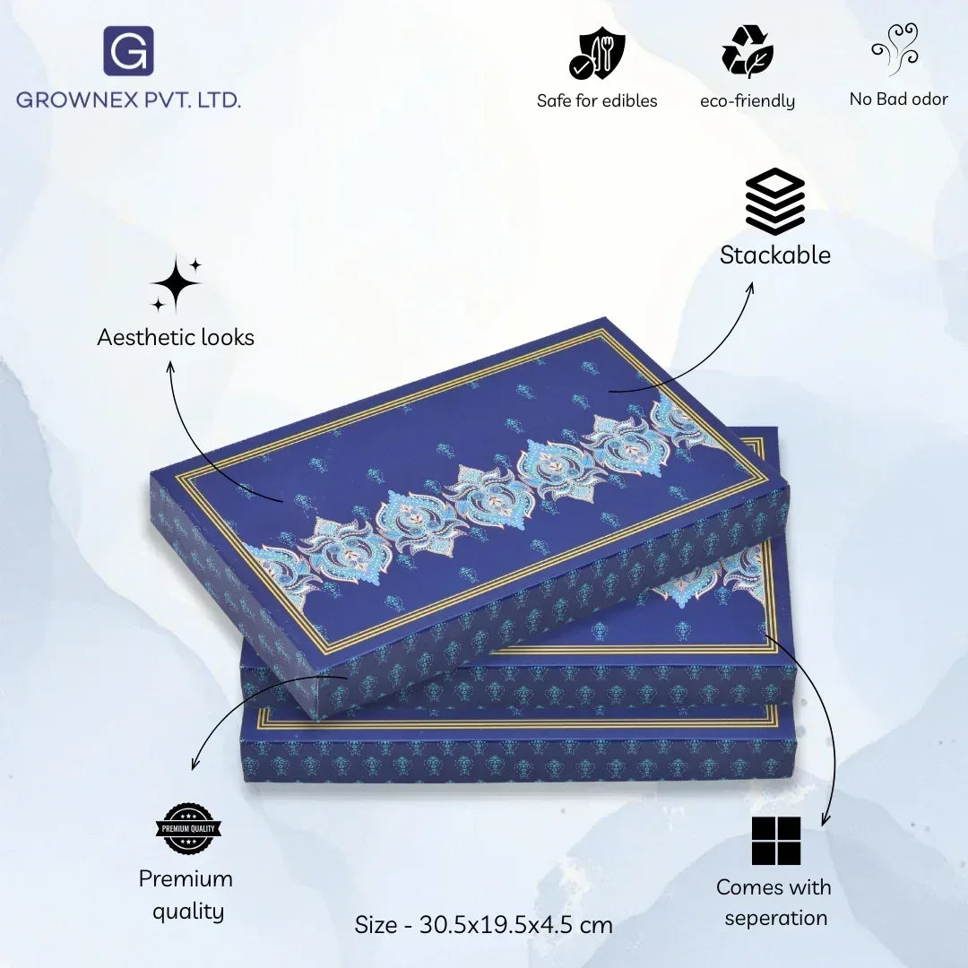 1 Kg Royal Blue Designer Premium Sweet Packing Box | Grownex Packaging | Sweet Box