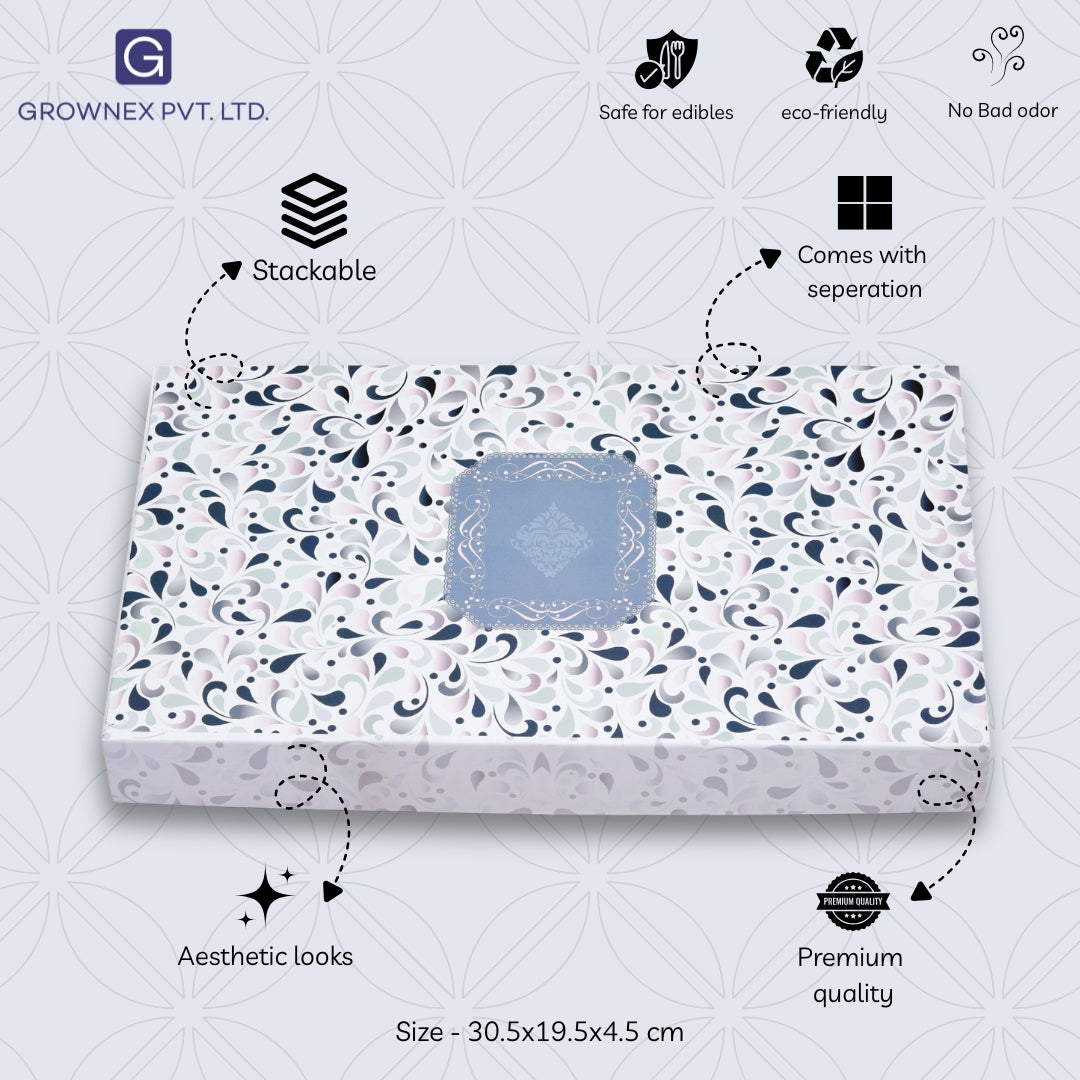 1 Kg White Floral Premium Sweet Packing Box | Grownex Packaging | Sweet Box