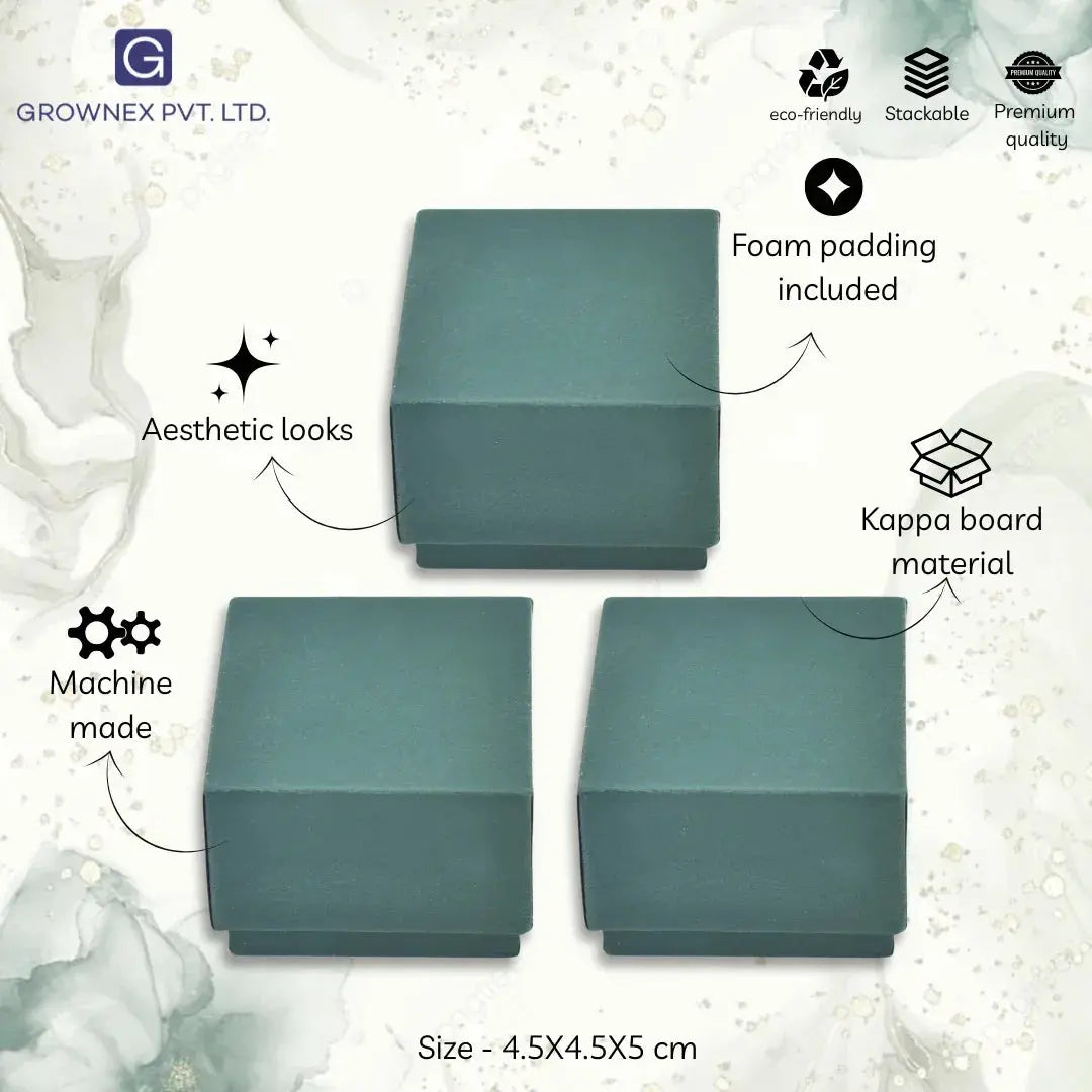 Lid Pattern Ring Box - Green | Grownex Packaging | Jewellery Box