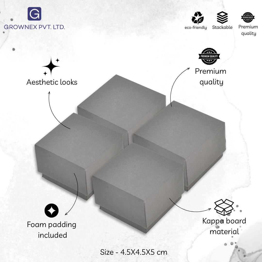 Lid Pattern Ring Box - Grey | Grownex Packaging | Jewellery Box
