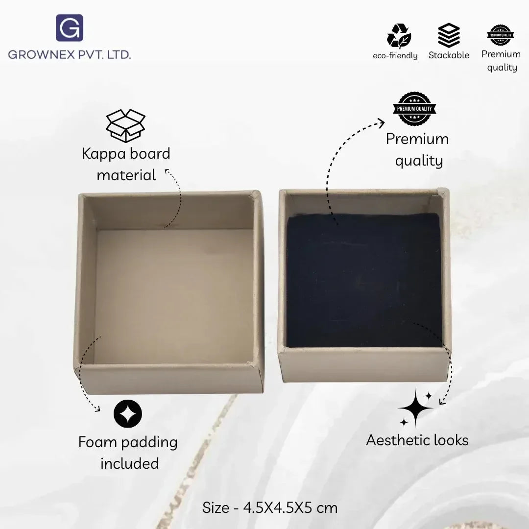 Lid Pattern Ring Box - Beige | Grownex Packaging | Jewellery Box