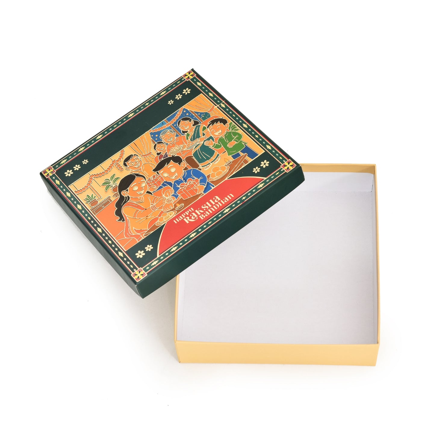 Rakhi Gift Hamper Box - Dark Green (Size - 7.9 x7.9x2.25 Inches) | Grownex Packaging | Hamper Box