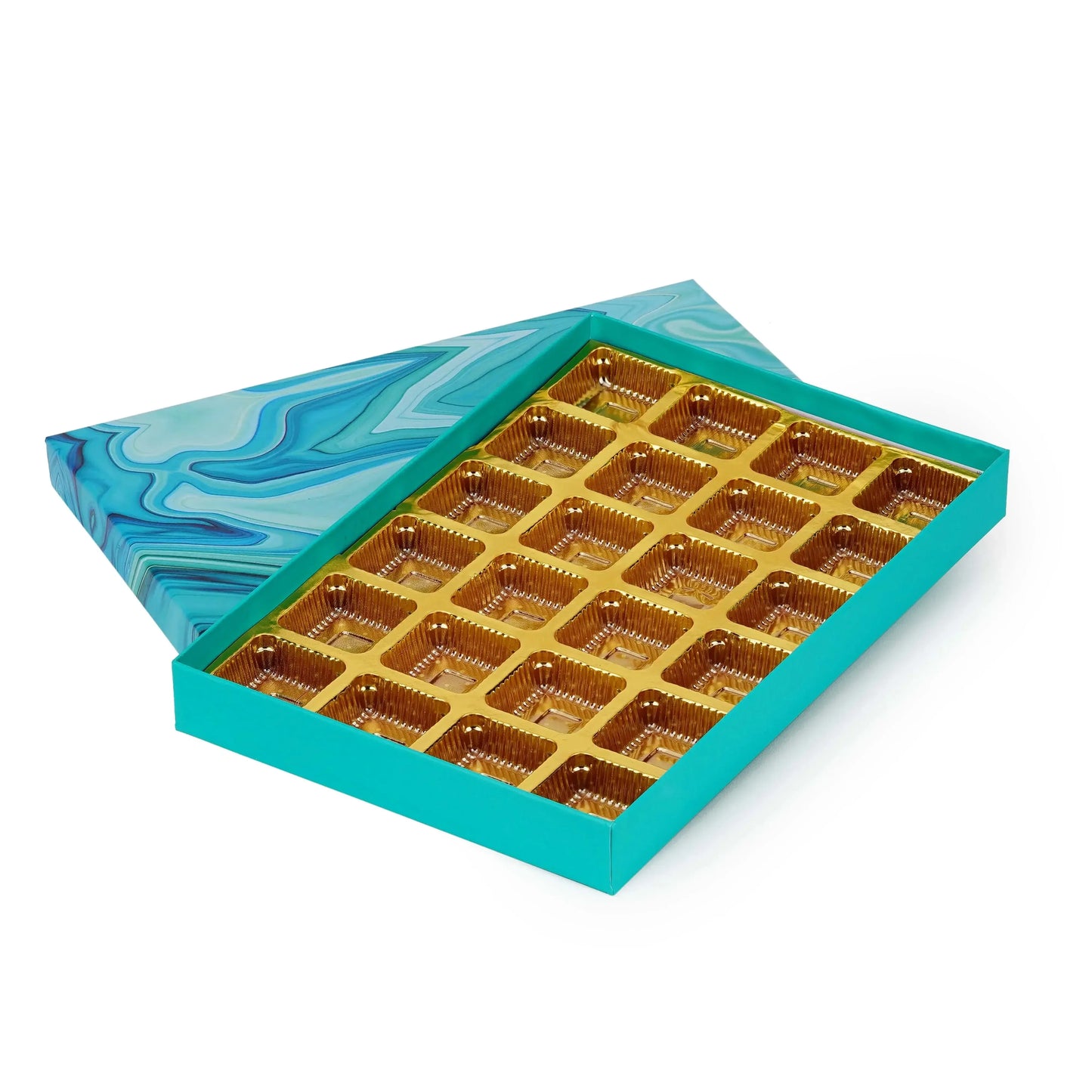 24 Pcs Cavity Chocolate Box - Marble Blue | Grownex Packaging | Chocolate Box