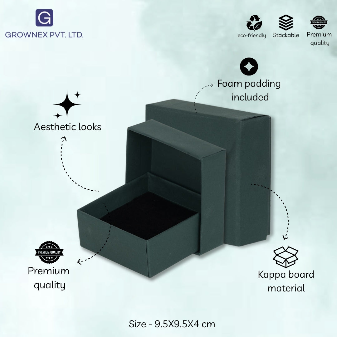 Lid Pattern Earrings Box - Green | Grownex Packaging | Jewellery Box