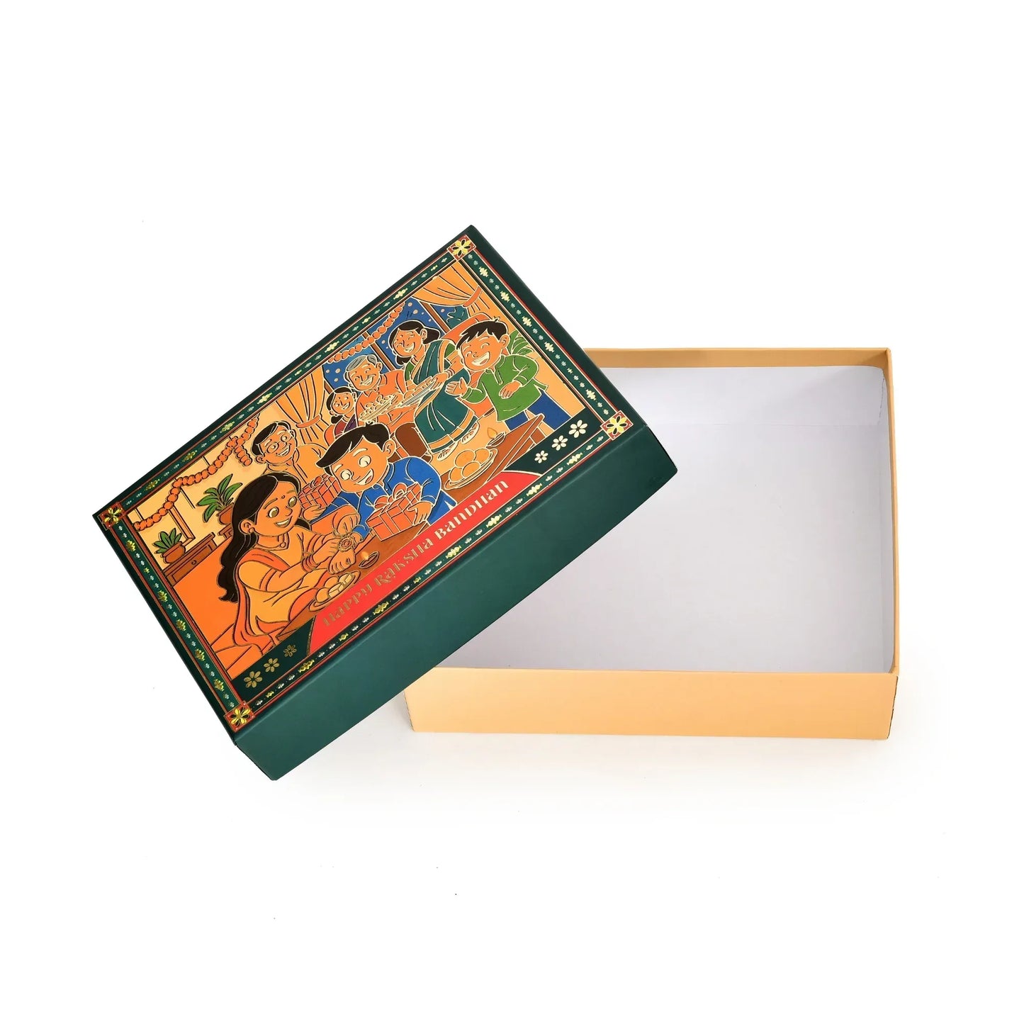 Rakhi Festive Gift Packaging Box - Dark Green (Size - 9.5x7x3 Inches) | Grownex Packaging | Hamper Box