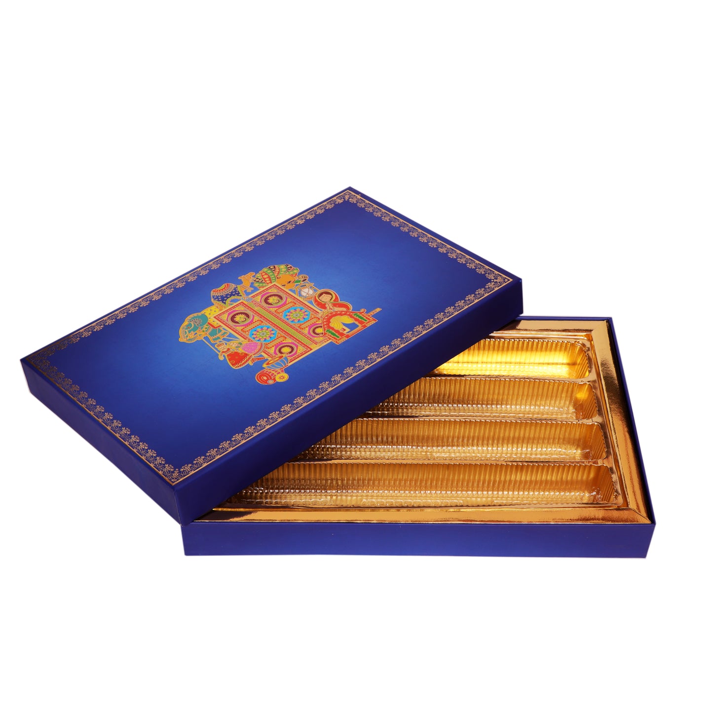 Big Size 1 Kg Blue Foil 4 Line Premium Sweet Box | Grownex Packaging | Sweet Box