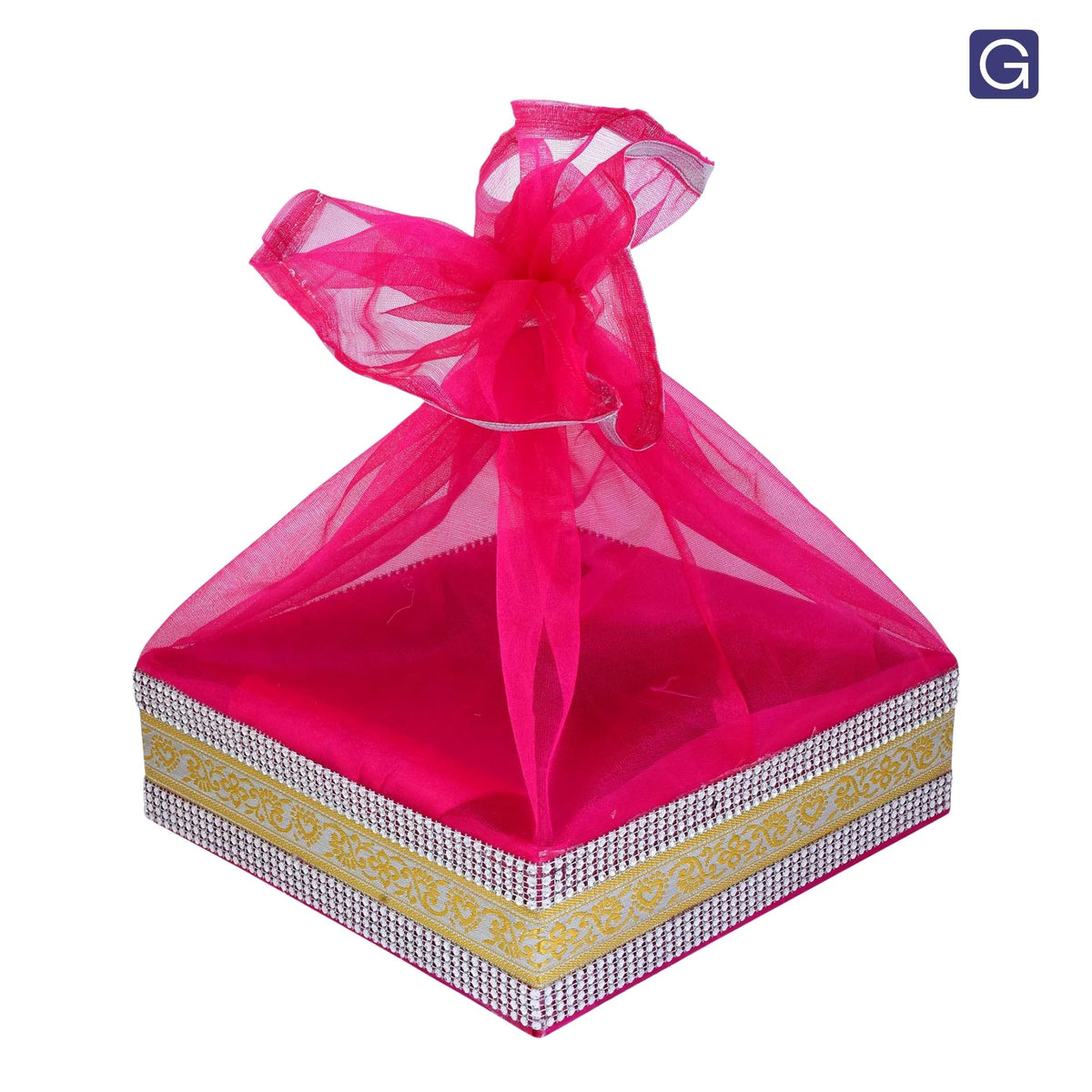 Rani Pink MDF Hamper Basket with Lace - Size & Dimensions | Grownex Packaging