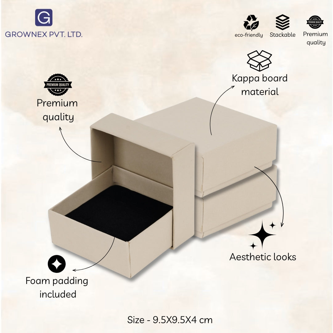 Lid Pattern Earrings Box - Beige | Grownex Packaging | Jewellery Box