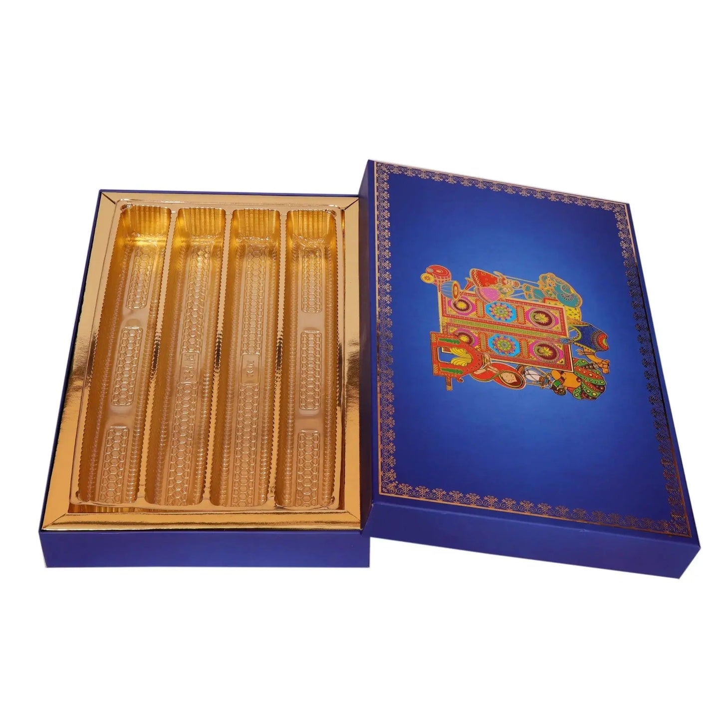 Big Size 1 Kg Blue Foil 4 Line Premium Sweet Box | Grownex Packaging | Sweet Box