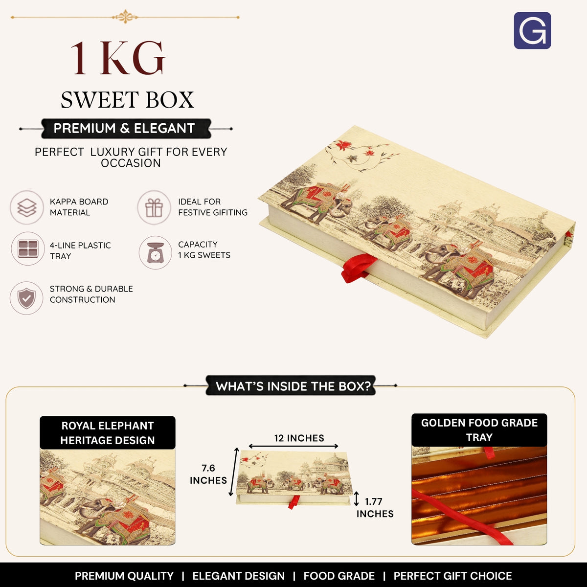 Elephant 1Kg File Sweet Box - Side View